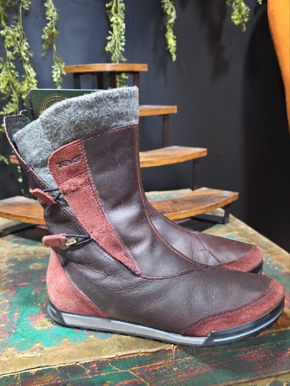 Teva Women's Burgundy and Gray Lace-Up Boots - Picture 8 of 10
